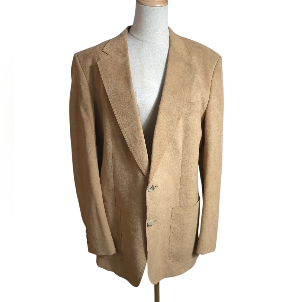 Halston Camel Tan Suede Men's Blazer Jacket